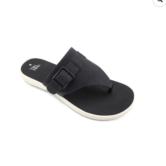 NWT Time and Tru Women's Comfort Casual Summer Flip Flop Black Sandals Size 9 - Picture 1 of 7